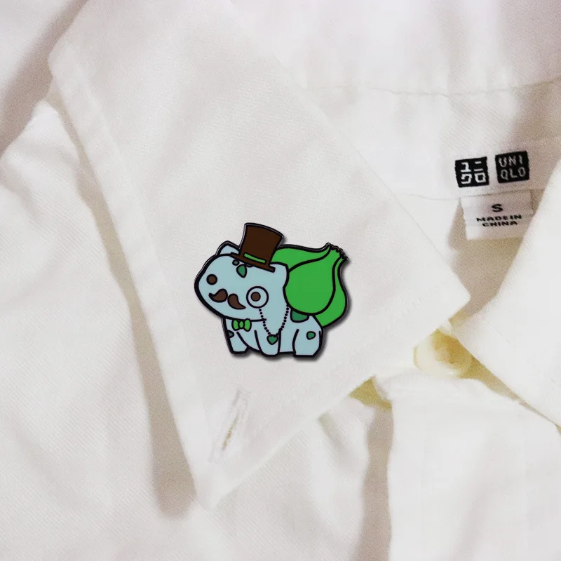 

Cute Hard Enamel Pin Pastel Cartoon Anime Metal Brooches Medal Wonder Frog Seed Movie Fans Unique Gift Women's Accessories 2021