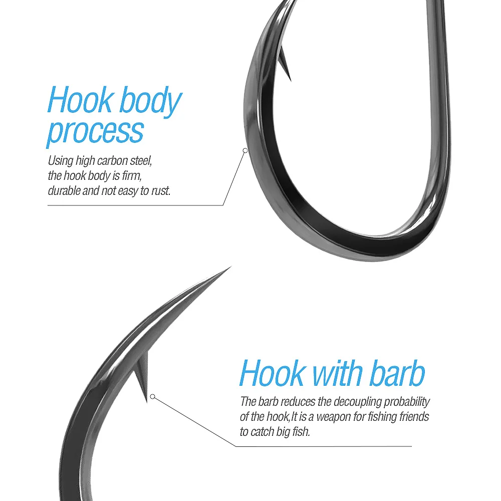 DONQL 20 шт./компл. широкий рыболовный крючок из углеродистой стали с зазубриной для
