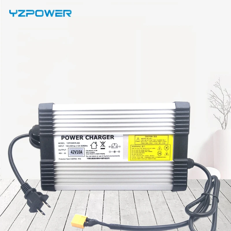 YZPOWER 42 в 10 А литиевая батарея зарядное устройство для 36 В Электрический велосипед скутер Алюминиевый металлический чехол быстрое зарядное устройство