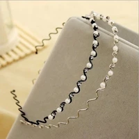 reilly 2021 korean hot selling style temperament style wave inlaid diamond pearl hairband bride elegant headdress hair