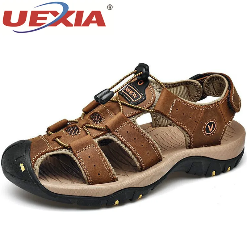 Сандалии UEXIA Footawear мужские из натуральной кожи пляжные босоножки модная Уличная