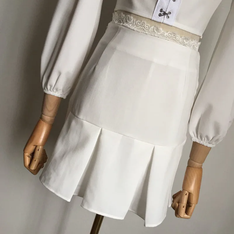 

2 Piece Set 2021 Summer Dress Elegant Sexy Dresses Women White Puff Sleeve Robe Sweet Design Kawaii Vestidos Ensembles Femme