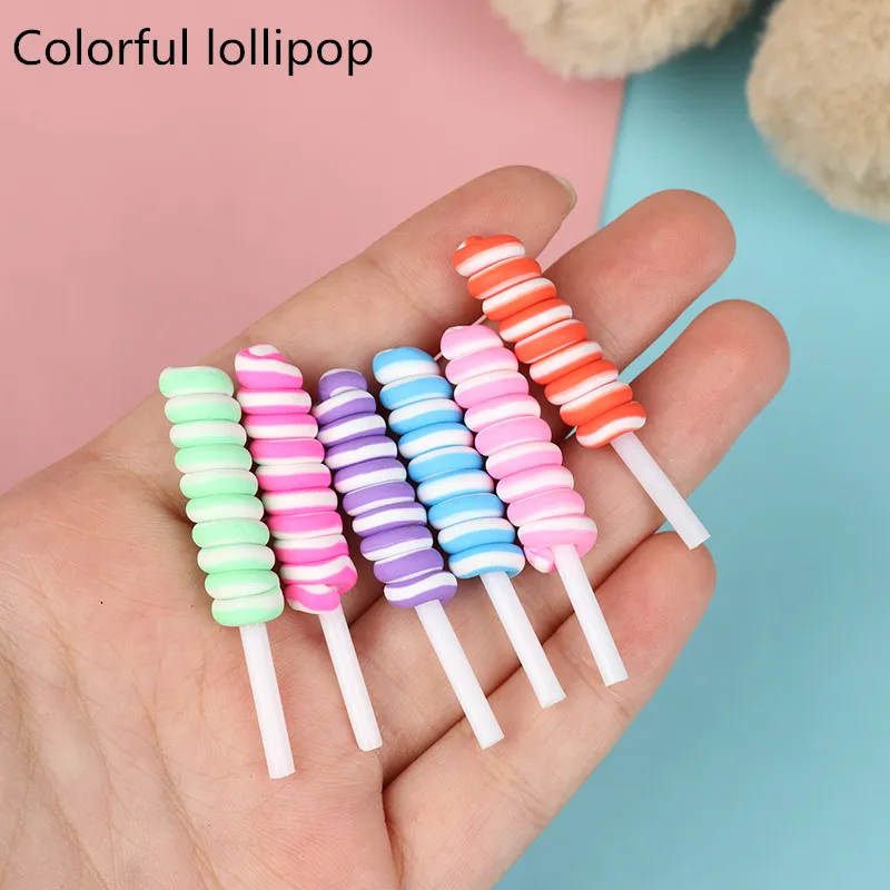 

10 Pcs Colorful Dollhouse Miniature Food Dessert Sugar Lollipops Candy Simulation Kitchen Toys Kid Gift