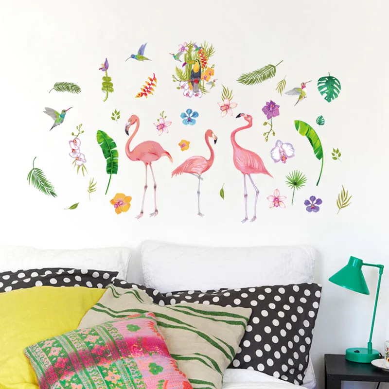 

Cartoon Flamingo Decal Removable PVC Mural Poster Decor Living Room Bedroom Removable Waterproof Wall Art Decal