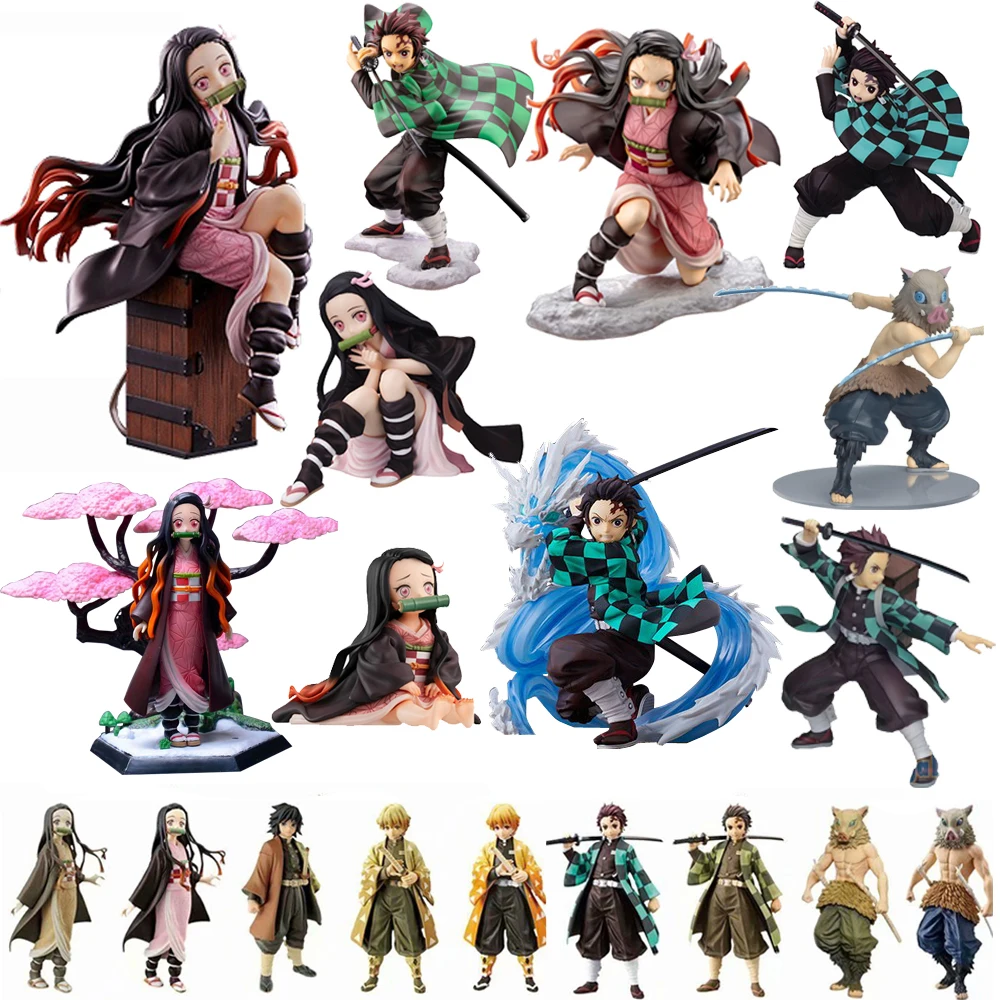 Agatsuma Zenitsu Kamado Nezuko Tanjirou Demon Slayer Kimetsu no Yaiba Аниме ПВХ Фигурки игрушки для