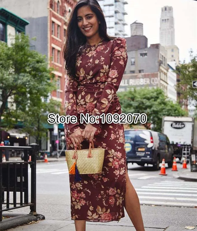 Женское платье в винтажном стиле шелковое сепиа-тонированное с цветочным