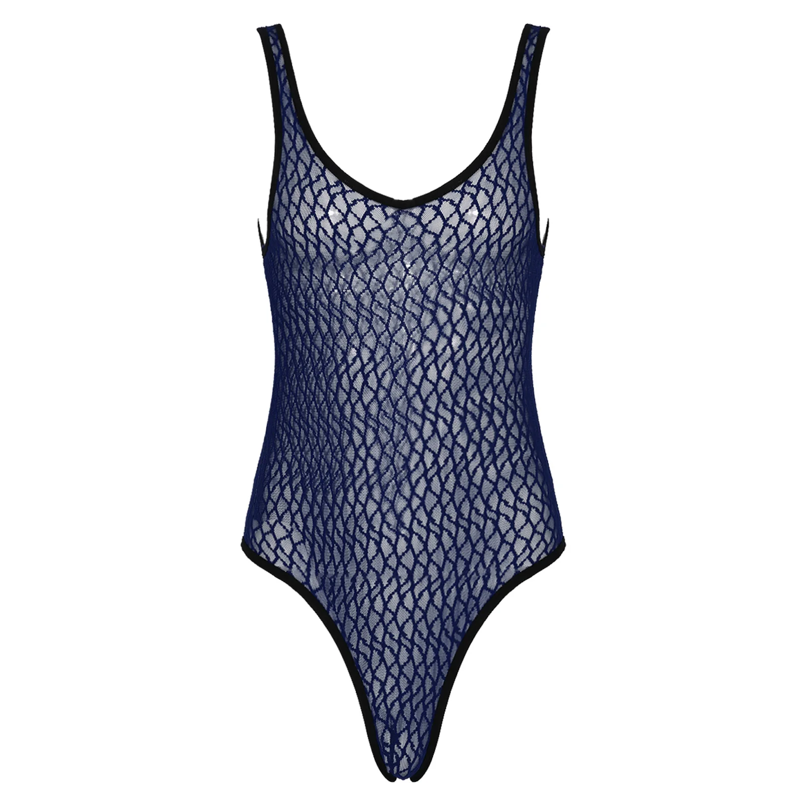 Мужское прозрачное Сетчатое боди TiaoBug для плавания нижнее белье майка без