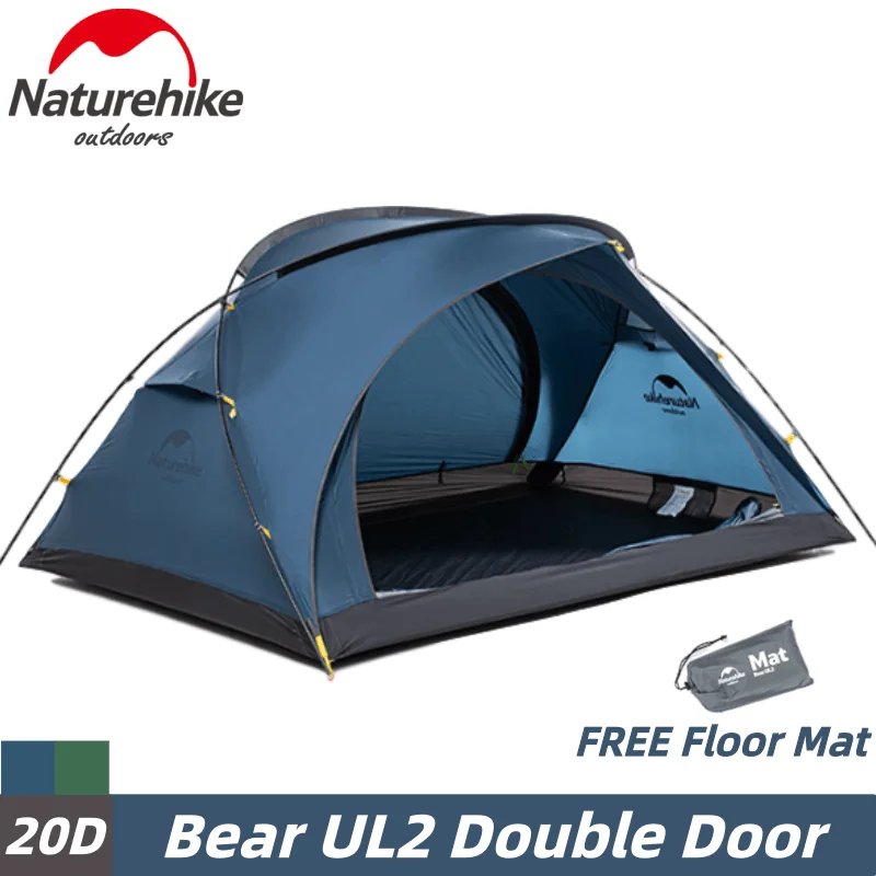 Палатка Naturehik Bear UL2 20D туристическая на 2 человек легкий двухдверный тент с защитой
