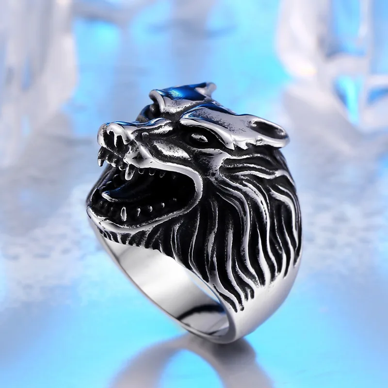 Ювелирные изделия кольца волка серебро нержавеющая сталь панк для мужчин и