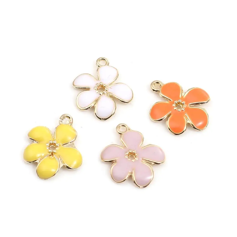 

Fashion Charms Pendant Daisy Flower Series Gold Color Green Colorful Enamel Zinc Based Alloy Pendant Jewelry DIY Findings Gifts