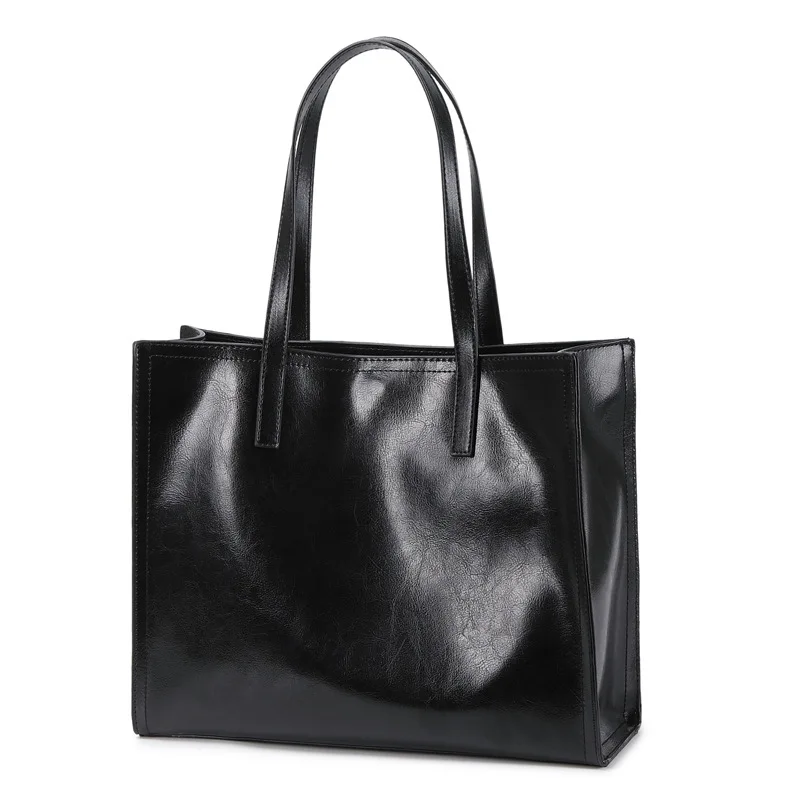 

2021 spring new leather women European and American fashion oil wax retro contrast color leather single shoulder messenger bag