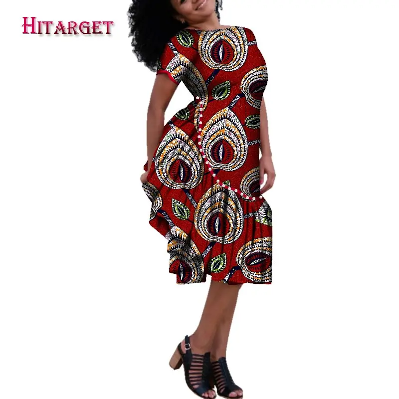 Hitarget 2020 африканские платья для женщин Осенние Bazin Dashiki Вощеные с принтом