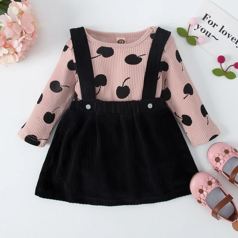 

Autumn New Girls Polka Dot Strap Skirt Suit Girls Romper Suit Children's Clothing