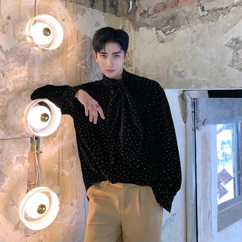 Мужская Уличная Хип хоп Повседневная рубашка винтажная модная блестящая