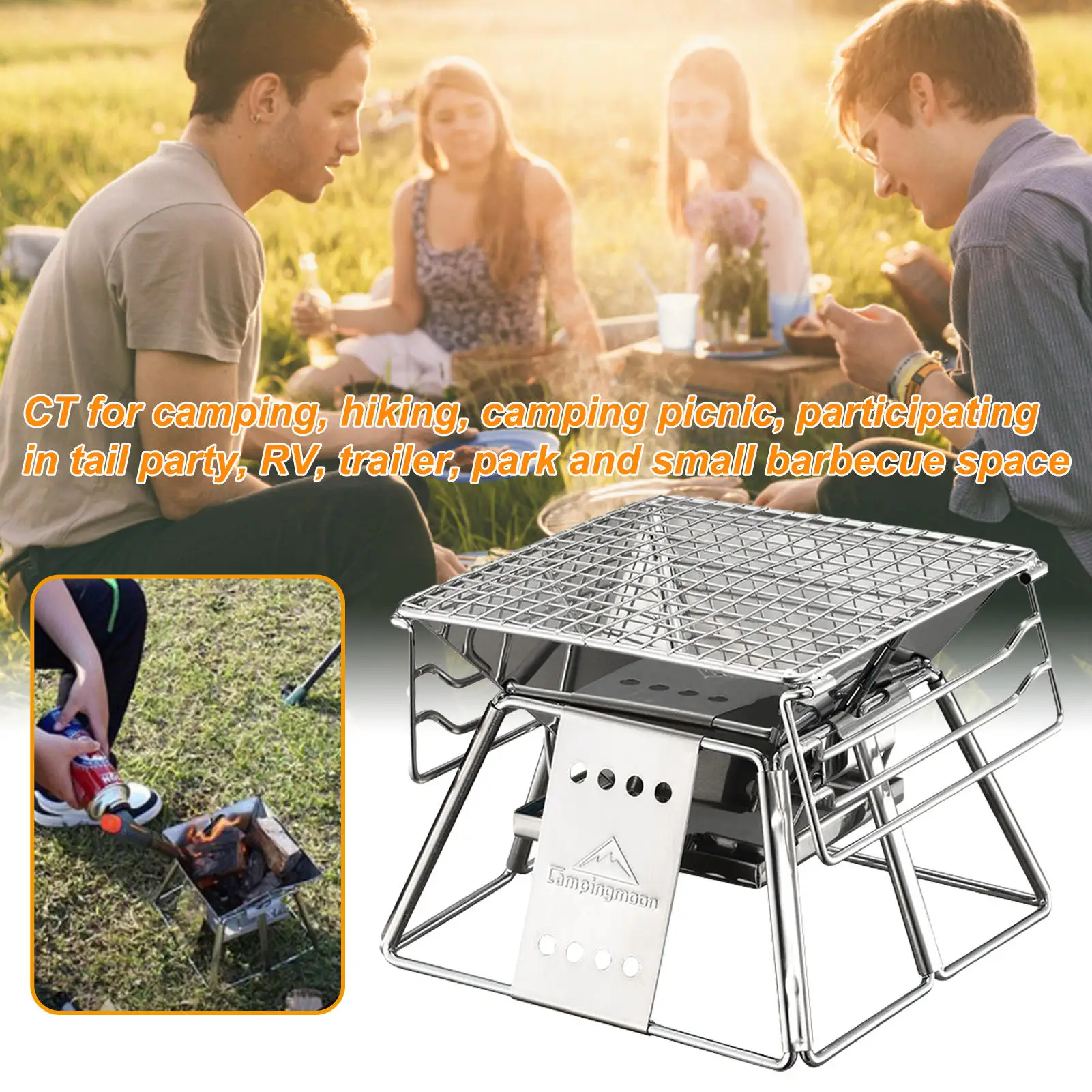 Мини Портативный Нержавеющая сталь барбекю гриль антипригарная поверхность