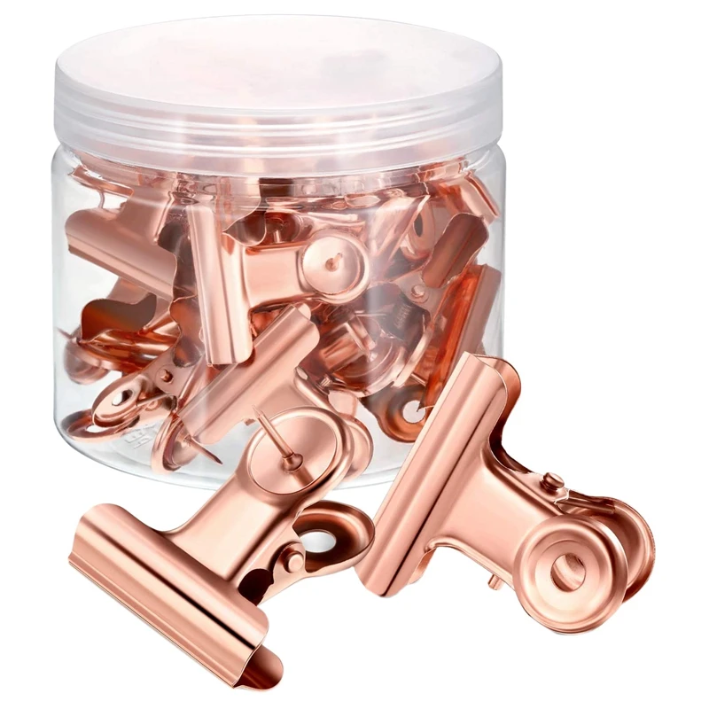 

40 Pcs Push Pins Clips with Thumb Tacks Set for School Artworks Projects on Cork Board Photos on Bulletin (Rose Gold)