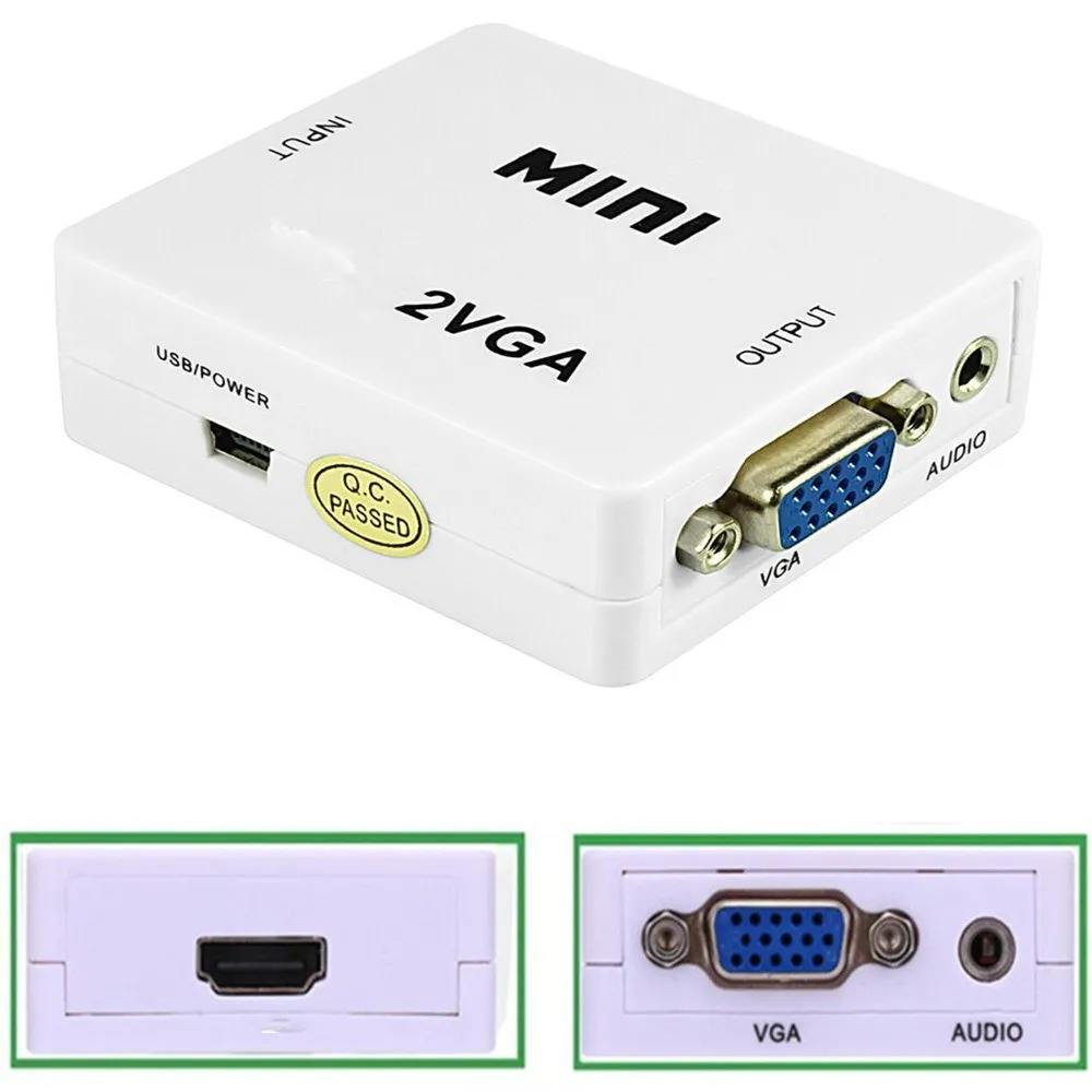 1080P HDMI совместимый с VGA аудио видео преобразователь Белый Высококачественный