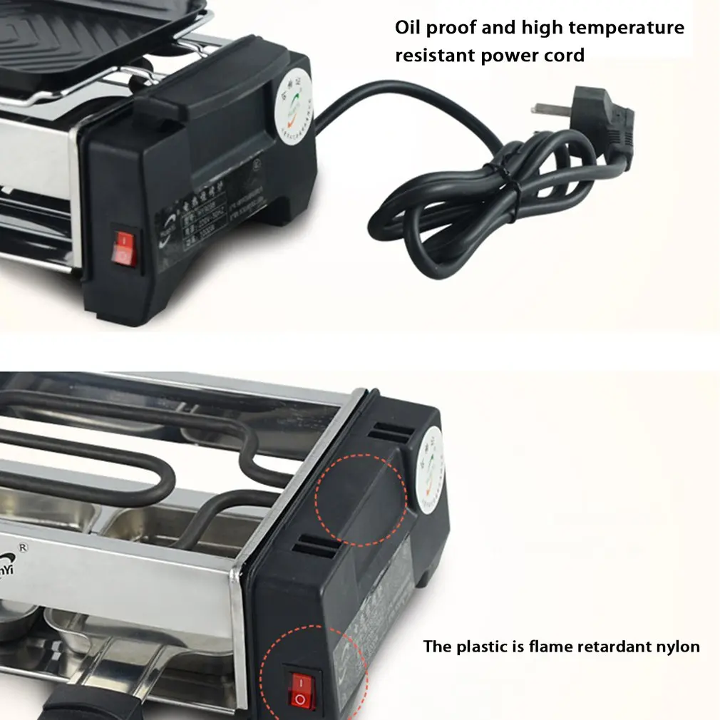 electric indoor searing grill bbq grill removable grill griddle plates smokeless easy to clean nonstick bbq grill barbecue tool free global shipping