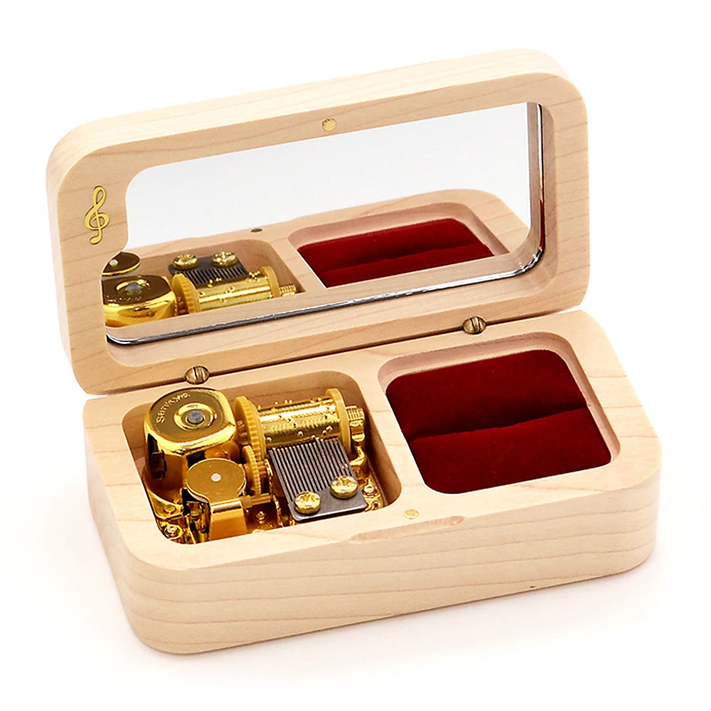 Музыкальная шкатулка из твердой древесины для колец практичный подарок на день