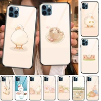 cute animal duck rabbit cat anime style phone case cover for iphone 12 pro max 11 8 7 6 s xr plus x xs se 2020 mini black cel