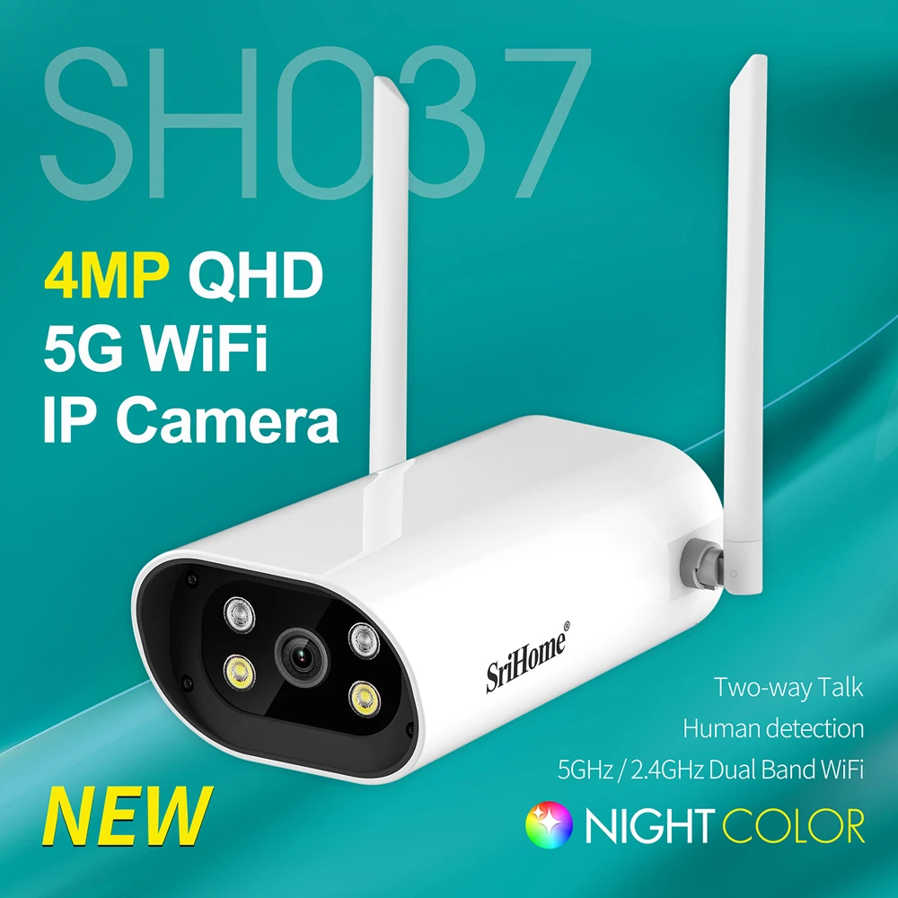 SriHome SH087 и формирующая листы для кровли 4 м QHD IP Камера AI авто Отслеживание открытый