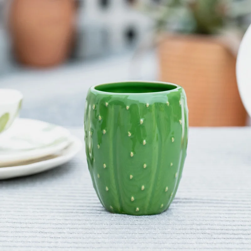 MIDOSHARK Творческий зеленая в форме кактуса Детская кружка для молока 300 мл | Дом и