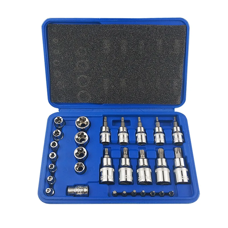 

30Pcs 1/4 3/8 1/2 Torx Star Socket Bit Set of Tools Male Female E & T Sockets with Torx Bit Wrench Car Repair Tool