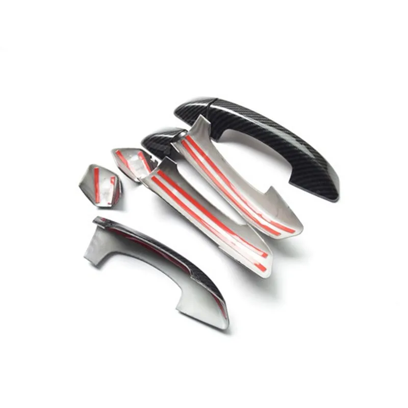 Углеродное волокно печатная Наружная ручка двери автомобиля крышка чаши стикер