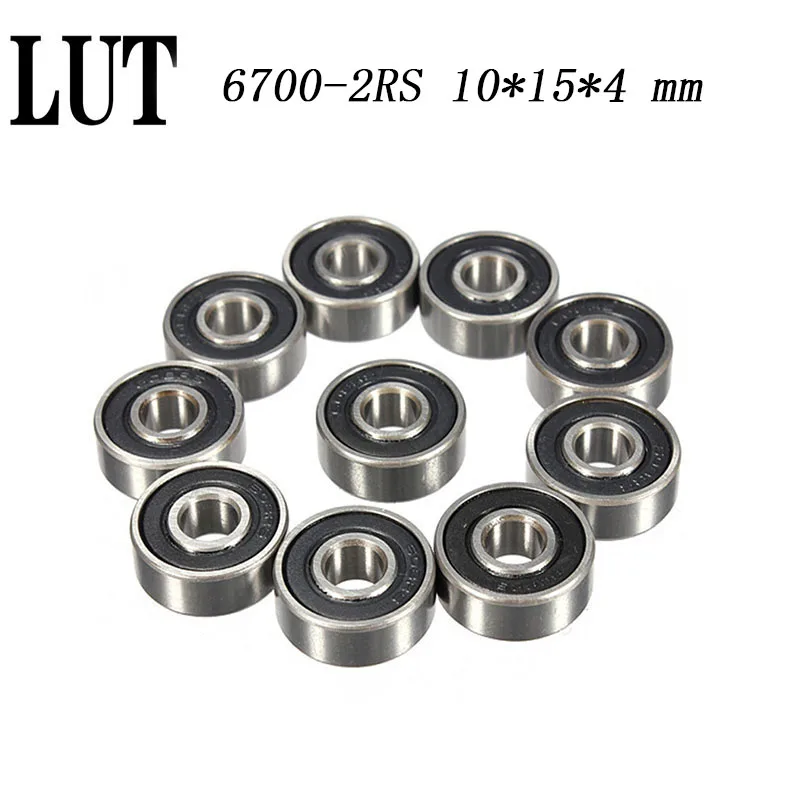 

50PCS High quality ABEC-5 6700 2RS 6700RS 6700-2RS 6700 RS 10x15X4 mm Miniature double Rubber seal Deep Groove Ball Bearing