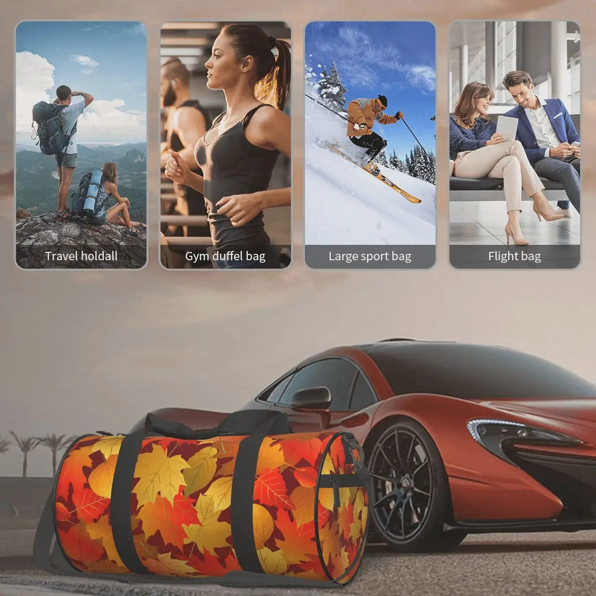 

Travel Bag Large Capacity Luggage Duffle Bag Autumn Leaves Pattern (1) Leisure Handbag Shoulder Bag Overnight Weekend Bag