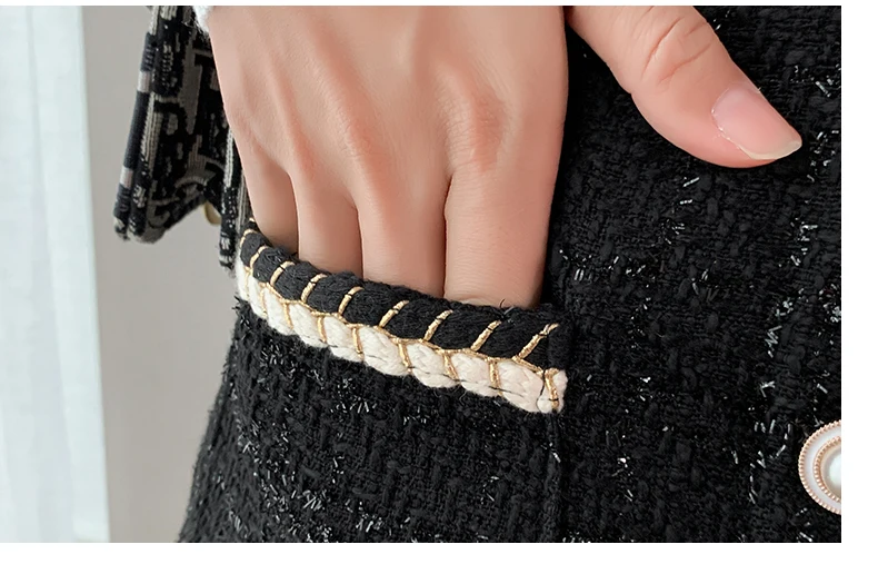 

Vintage Woman Skirts 2020 Autumn Winter Korean Style Elegant Plaid Tweed Buttons Slim High Waist A Line Mini Skirt Black B240