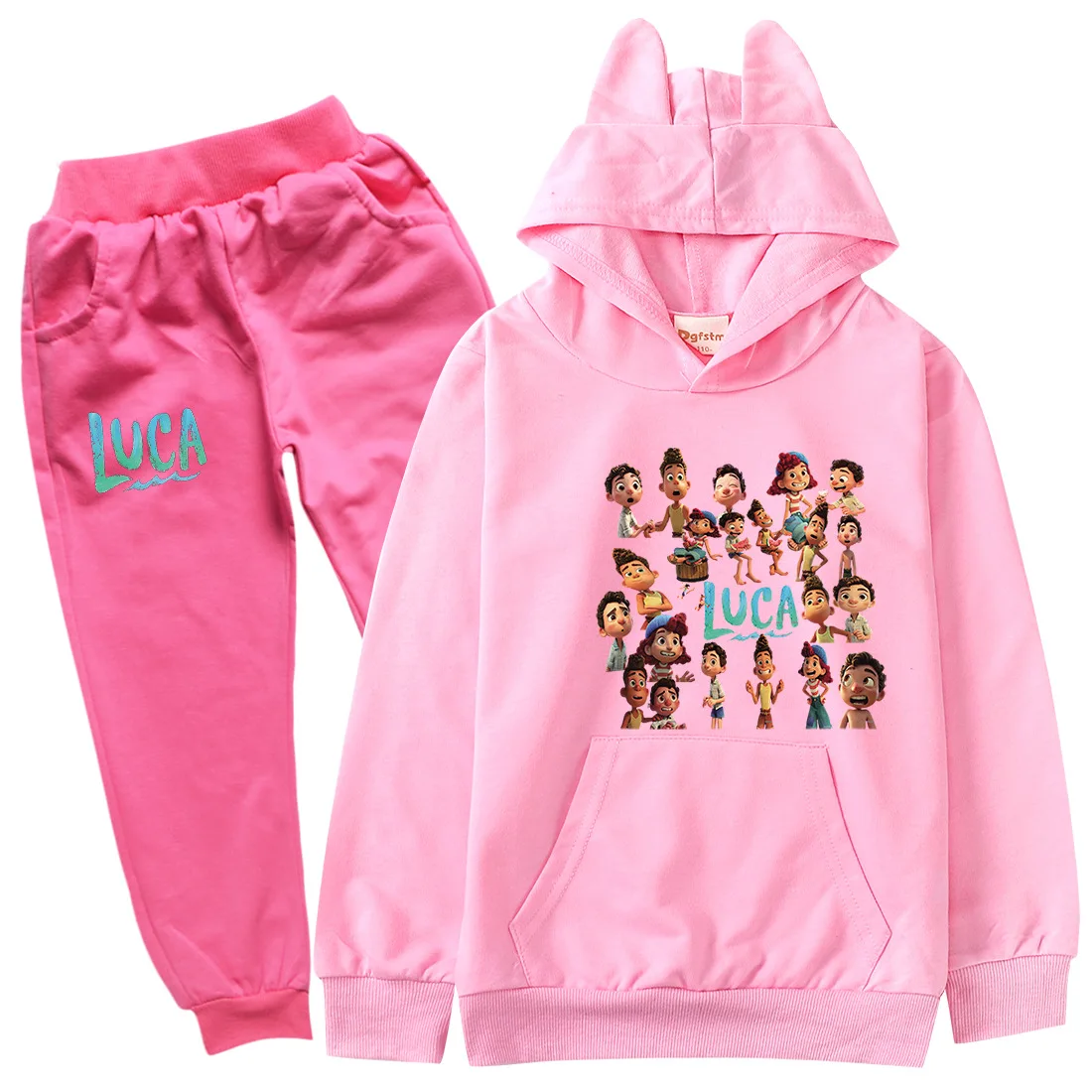 

Baby Girl Cartoon Luca Sweatsuit Casual Children's Clothes Set Cat Ears Hoodie Top Pants 2 Pcs Set Toddler Boy Boutique Outfits