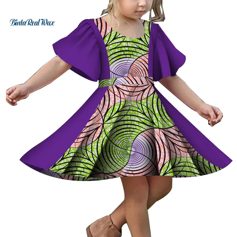 Новое лоскутное кружевное платье с принтом для девочек Bazin Riche Детское Одежда на