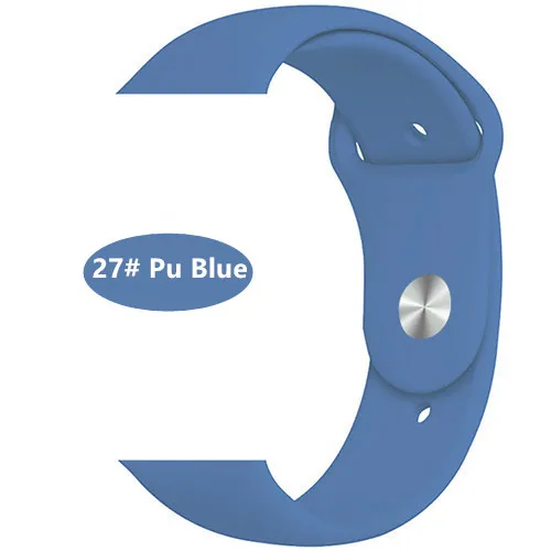 pu blue 27 Новые спортивные силиконовые часы для apple watch band 4 44 мм 40 мм(iwatch 5) apple watch 3 2 1 42 мм 38 мм аксессуары для наручных браслетов - Цвет ремешка: pu blue 27