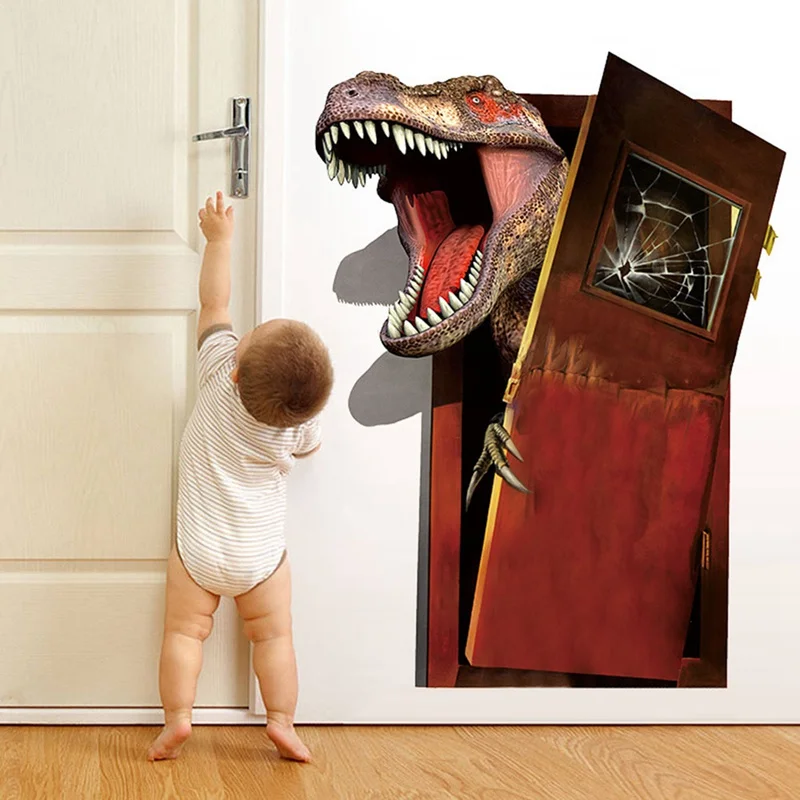 Новый мультфильм 3d Динозавр ПВХ разбитые наклейки на стену для гостиной дома