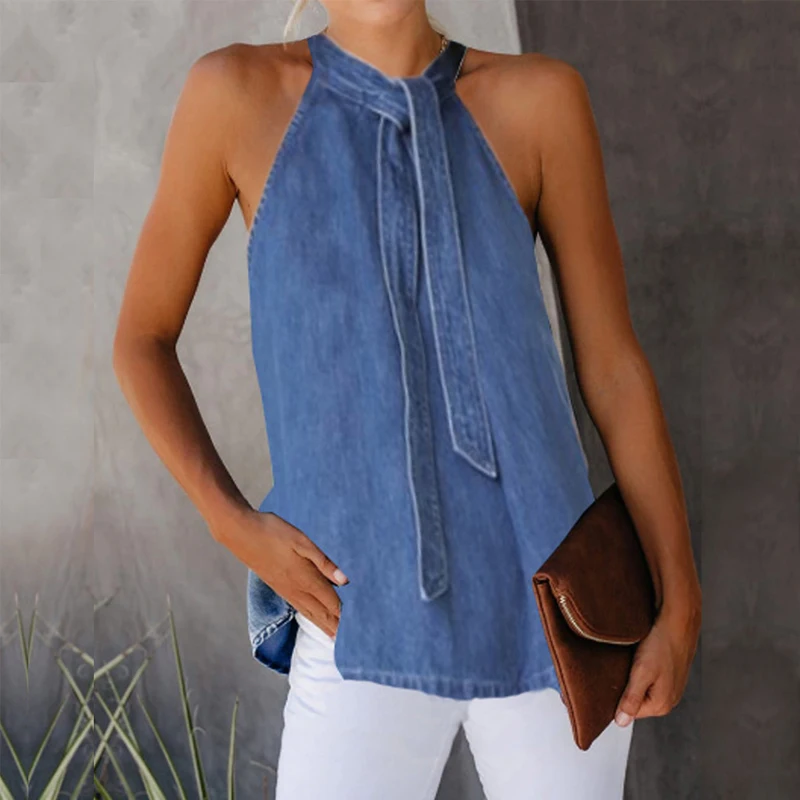 Повседневный женский топ с лямкой на шее без рукавов открытыми плечами