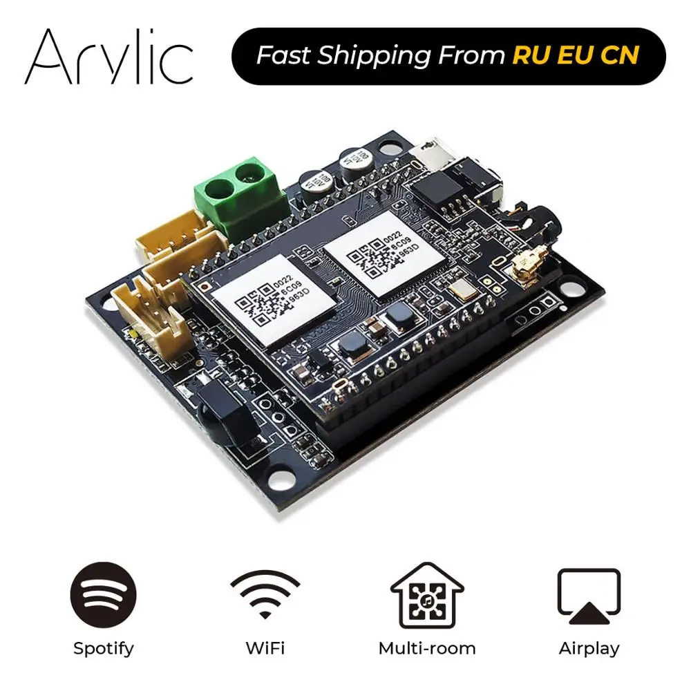 Up2Stream Мини Wi Fi аудио приемник плата модуль беспроводная 24bit 192khz FLAC Multi room DLNA Airplay