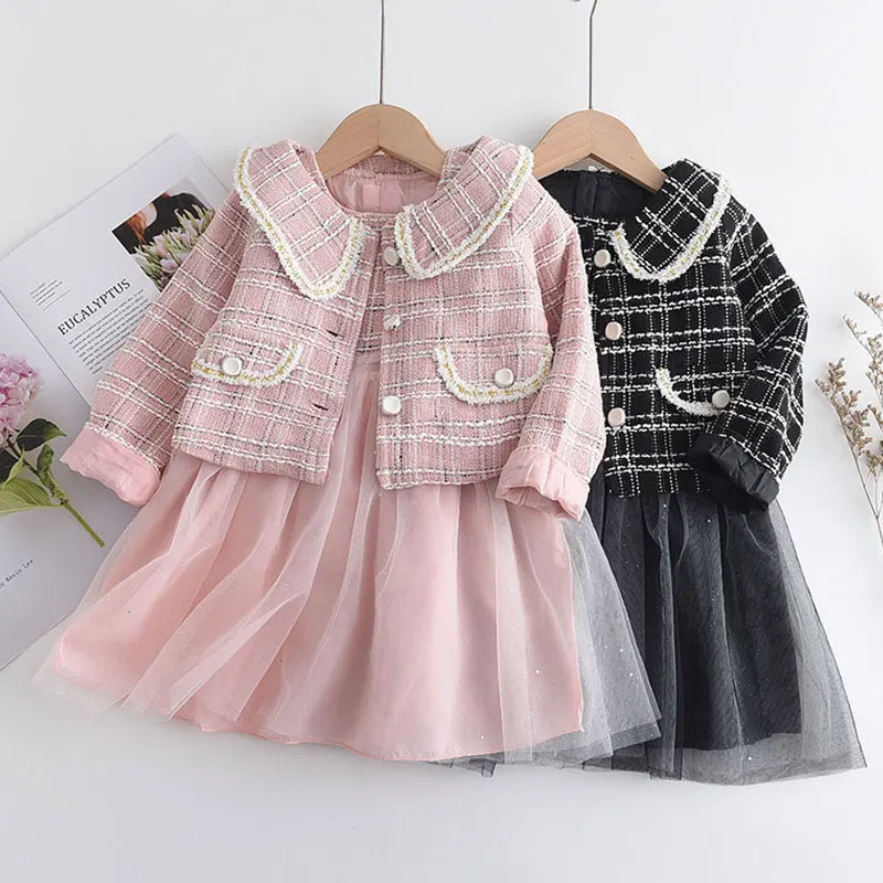 

Fashion Girls Boutique Outfits Spring & Autumn Kids Girls Clothing Set Long Sleeve Coat Dress Chidren Clothing 2-7 Years