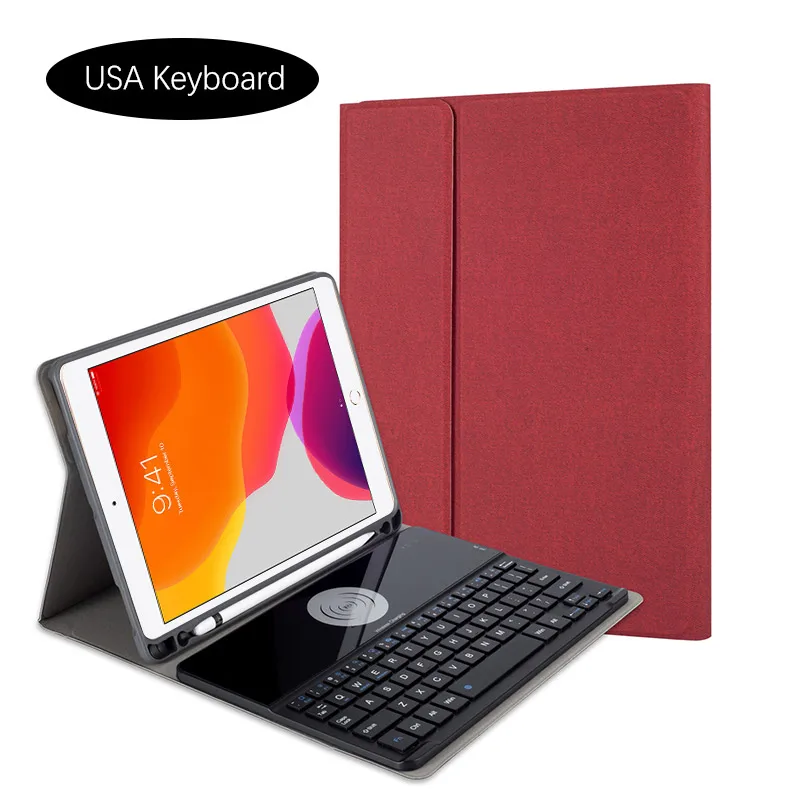 Для iPad 10," чехол Съемная Беспроводная зарядка США Bluetooth клавиатура кожаный чехол для iPad 7th 10,2 Чехол держатель ручки