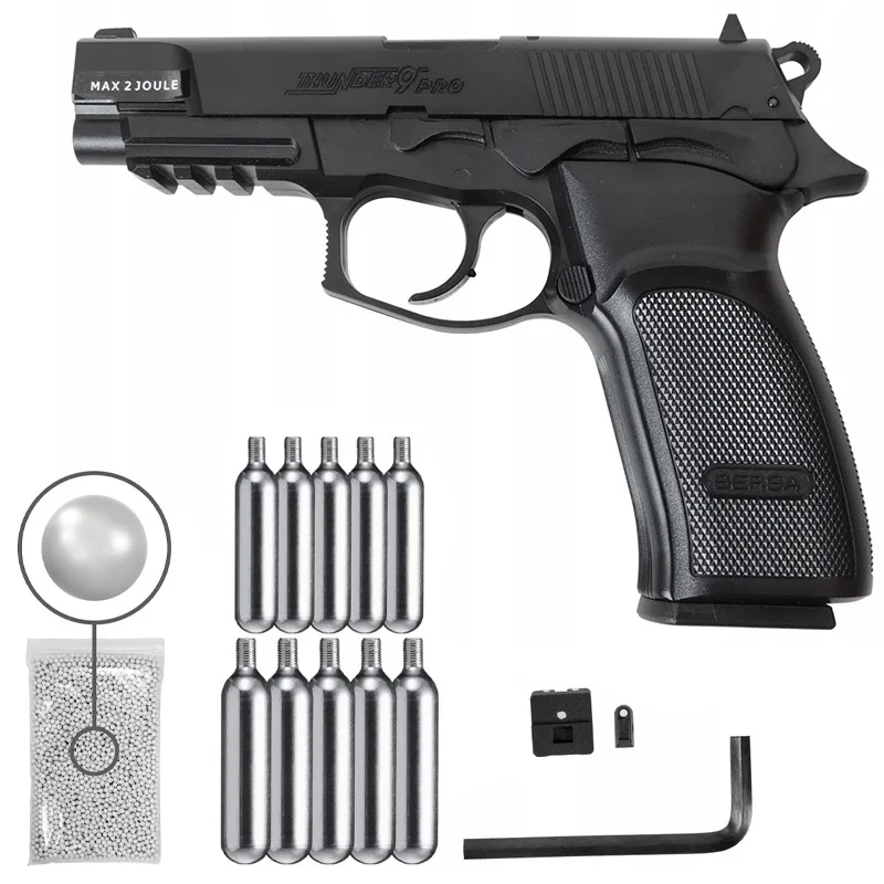 

Pistola de chumbinho, pistolasg GNB CO2 bersa + ASG Oberland BB ball 6mm 5000 pieces + 1x10 CO2 toy guns, metal wall signs