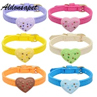 cute heart donut cat collar soft safetypu leather cat necklace collar lovely macaron kitten puppy dog collar pet accessories