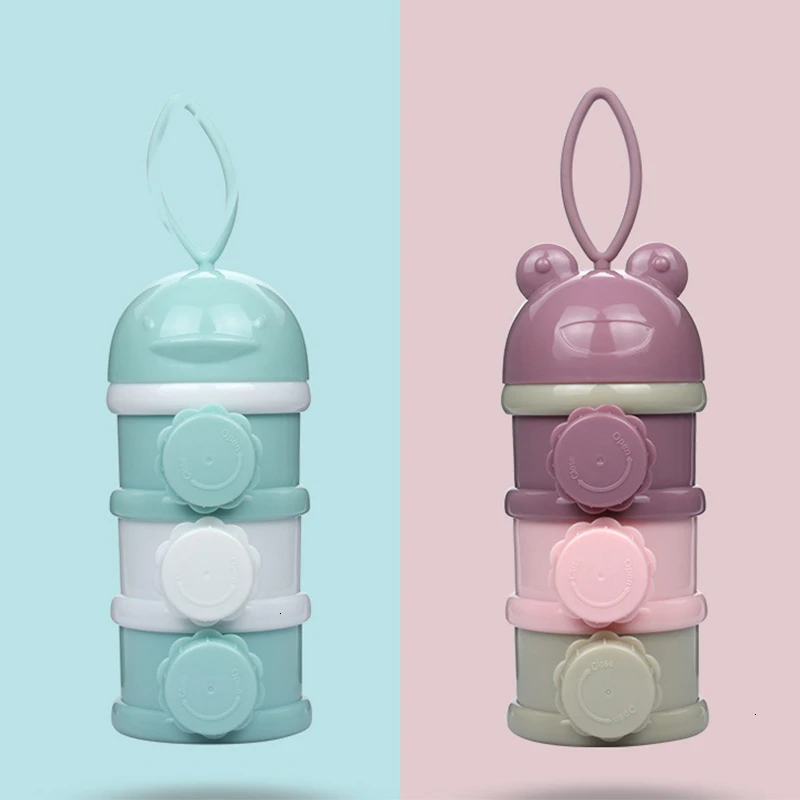 3Layer Easy Style Portable Baby Food Storage Box Toddle Kid Formula Baby Milk Container Essential Cereal Cartoon Milk Powder Box