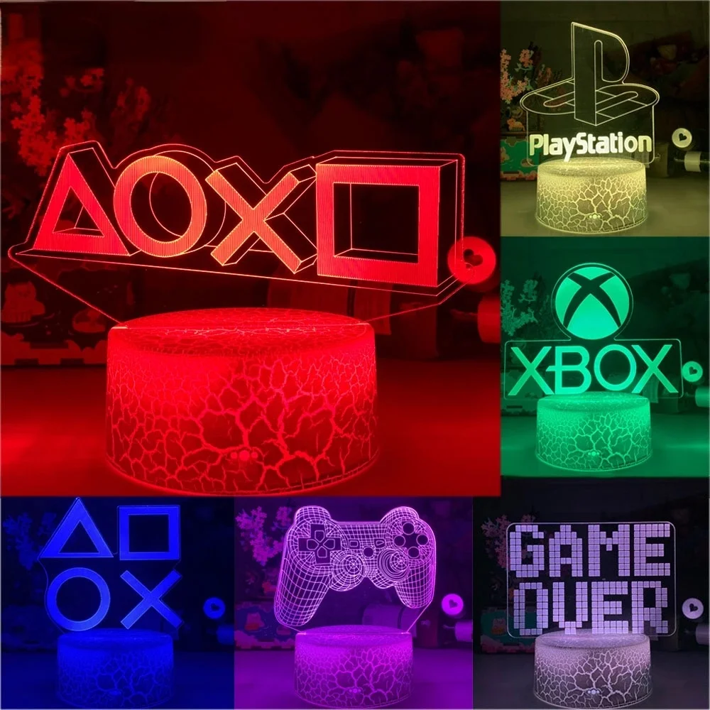 

Gaming Room Desk Setup Lighting Decor LED Night Lamp on The Table Game Console Icon Logo Sensor Light Gift for Kids Bedside