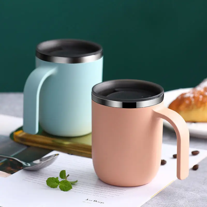 

Nordic Style Stainless Steel Mug Metal Drinking Mugs Double Cup Car Water Bottle 304 Travel Coffee Mugs with Lid for Office Home