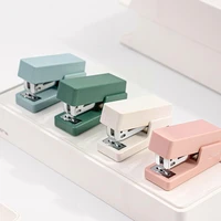 1 set mini portable stapler morandi color metal stapler school set tool staples office supplies gift student binding statio