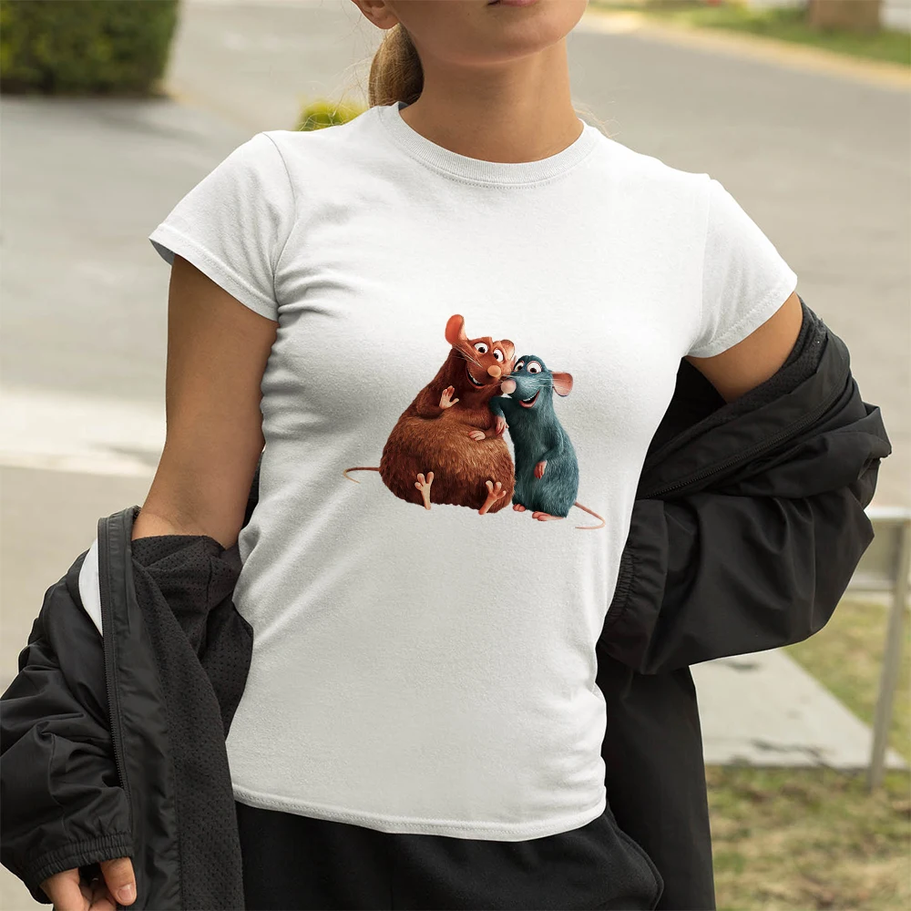 

Disney Ratatouille Fashion Versatile Streetwear Tee Shirt Female Harajuku Aesthetic Cartoon Tops Basic Tee Short Sleeve Oversize