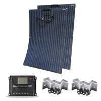 solar kit etfe solar panel 100w 12v solar charge controller 12v24v 20a z mounting car caravan camping boat motorhome rv light