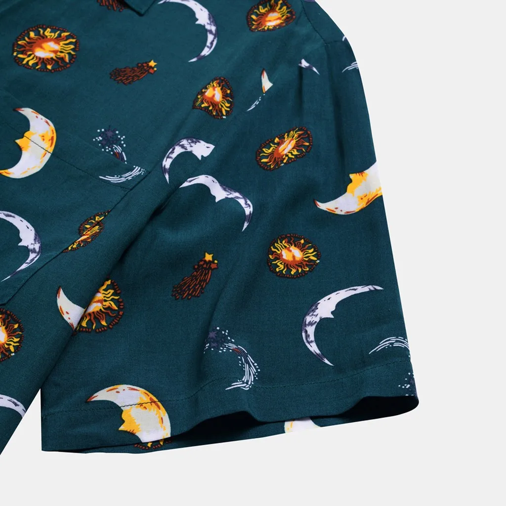 Модная мужская гавайская рубашка с принтом Луны уличная одежда