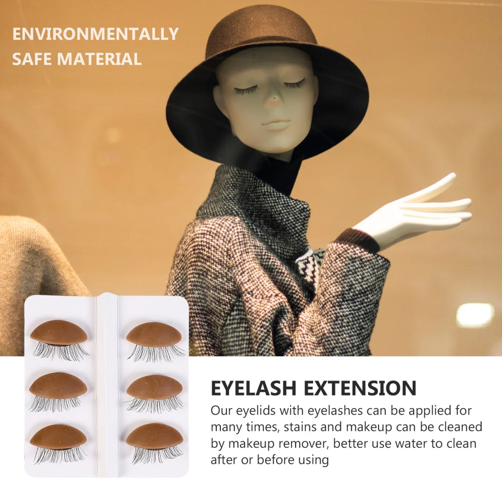 

6 Pairs Silicone Replacement Eyelids Makeup Practice Eyelash Extension Kit