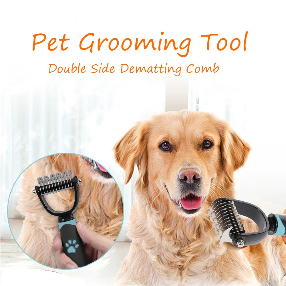 Pet Grooming Tool Double Side Dematting Comb Remove Undercoat Mats Tangles Shedding Brushes for Dogs and Cats Pets | Дом и сад